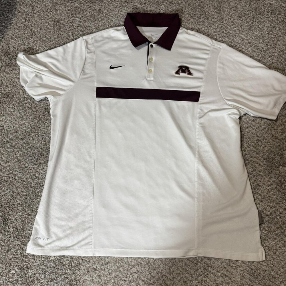 Minnesota Golden Gophers Shirt Mens 2XL White NCAA Football Nike Dri-FIT Polo